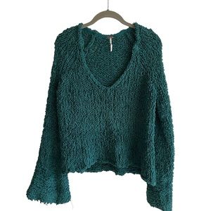 Free People Sand Dune Bell Sleeve V-Neck Sweater